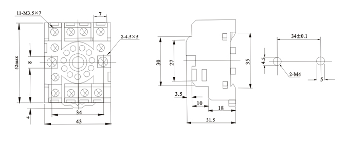 Relay socket PF113A E 3